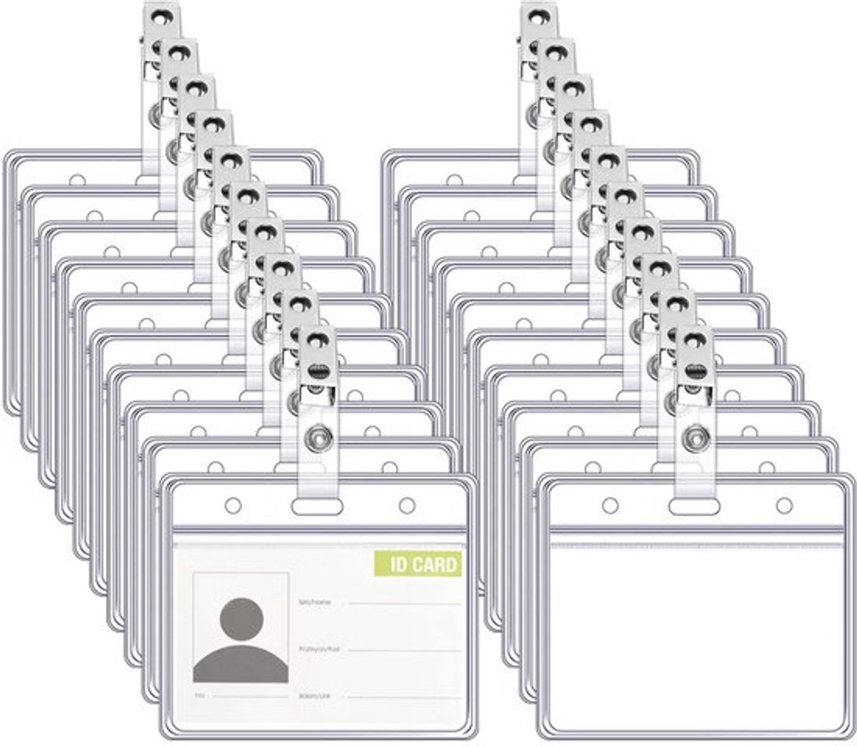 Dailygoods- ID-kaarthouder 100 stuks - Transparante PVC-kaarthoezen - Clip