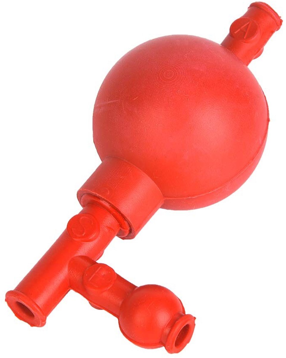 Pipettebal met 3 Openingen voor Veilig en Efficiënt Pipetteren van Vloeistoffen, Rood, Suction Ball, Laboratoriumaccessoire