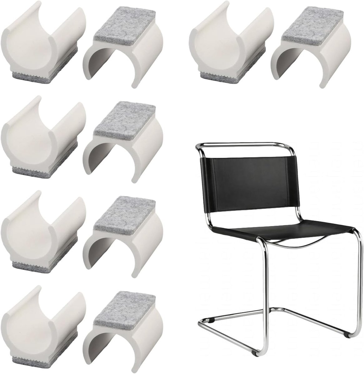 Set van 12 Stoelpootbeschermers voor Tegels, Viltcaps voor Schomm Stoelen, Geluidsdempers en Vloerbescherming