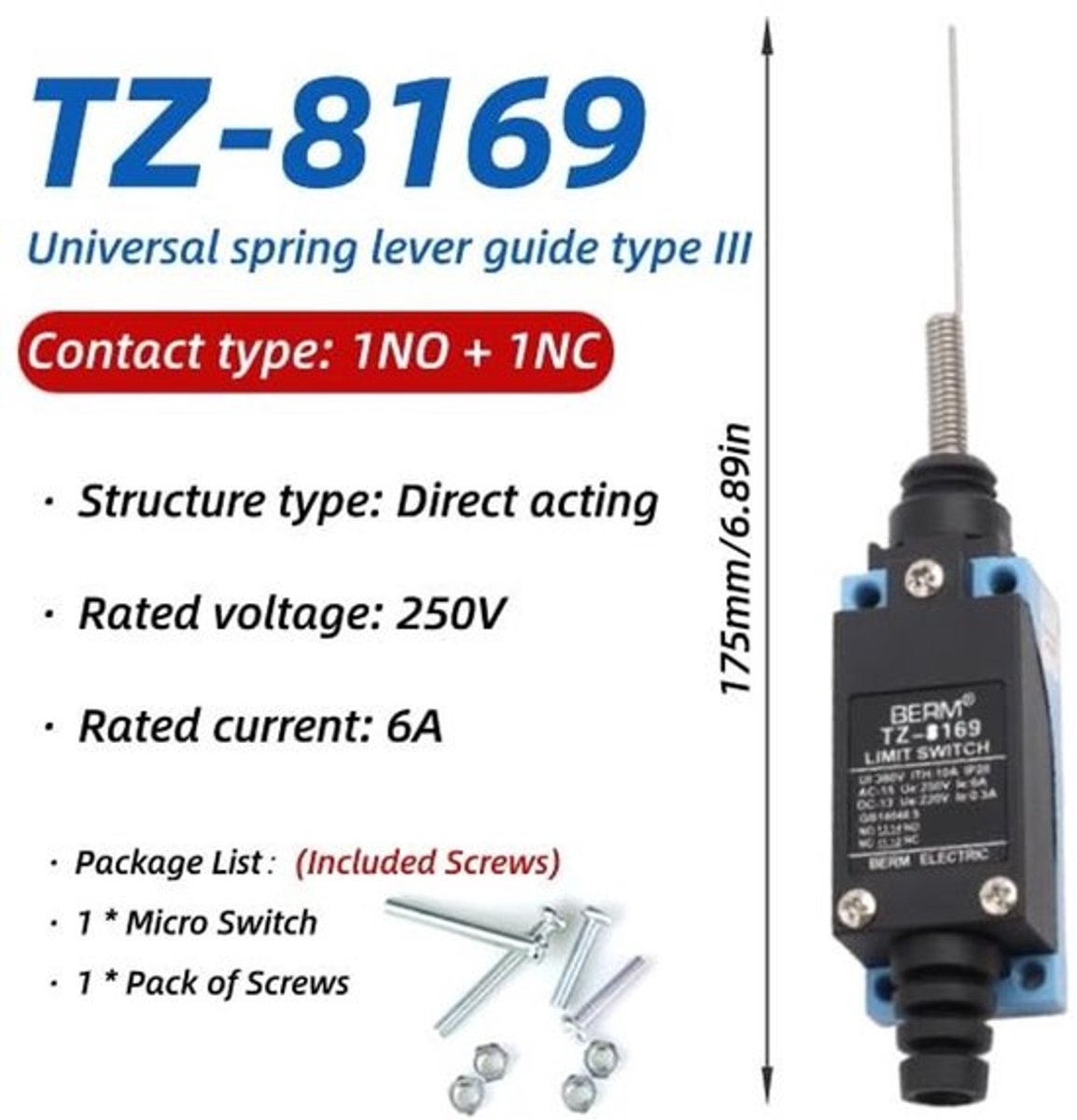 Waterdichte Micro Switch - Automatische Momentlimit Switch - Betrouwbare werking - Compact formaat - Ideaal voor schakelingen - Geschikt