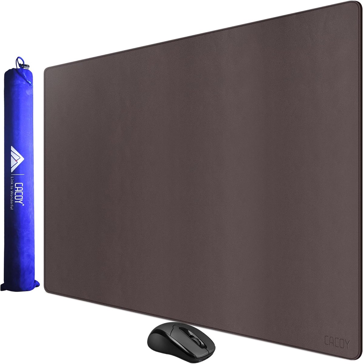 SnelShoppen - Bureauonderlegger 1000x600 mm, PU-leer, grote muismat, waterdicht, kantoorbescherming voor thuis en op kantoor, donkerbruin