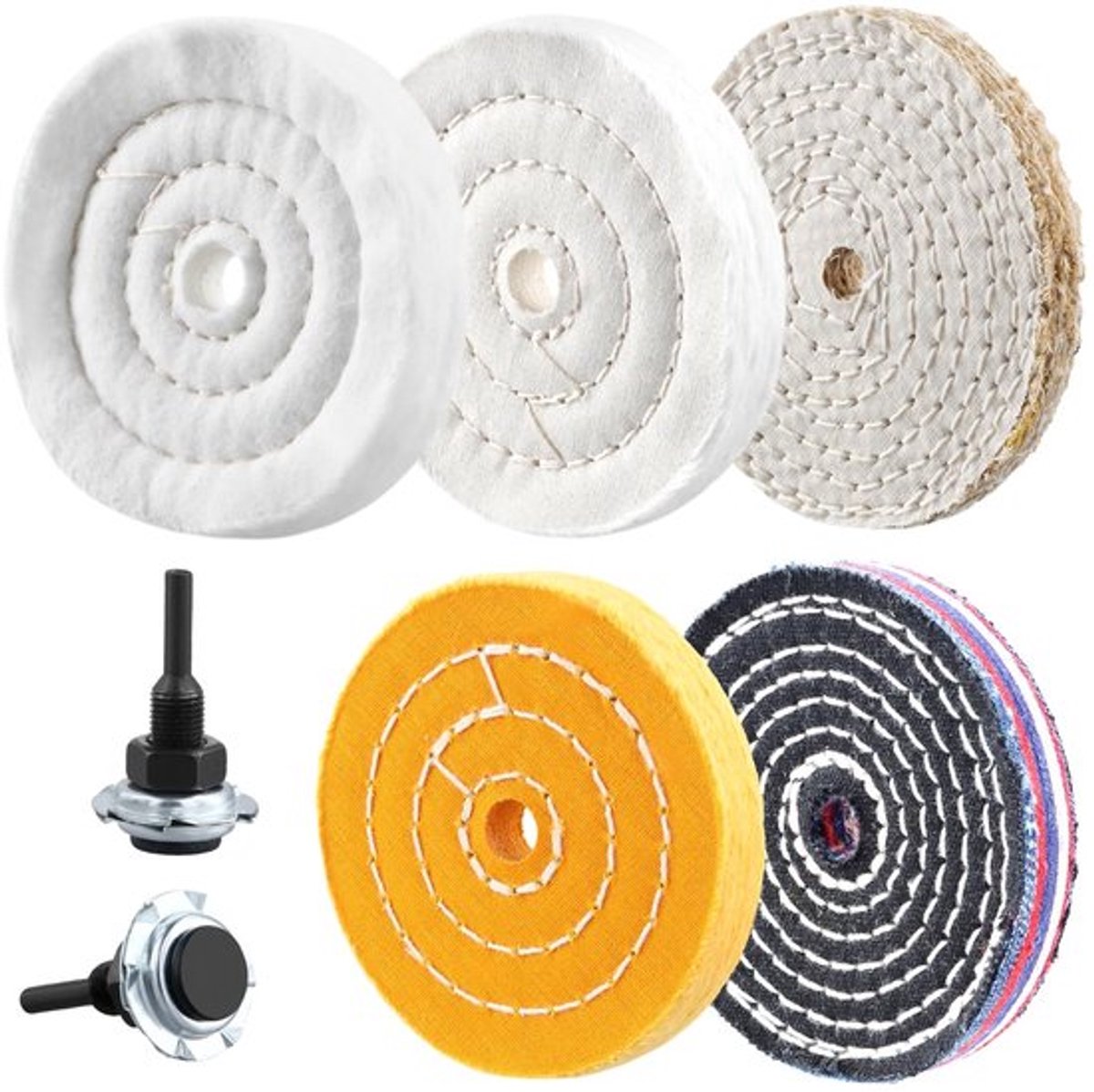 Set van 5 Polijstschijven 10.16CM met 1.27CM Schachtgat voor Auto, Hout, Kunststof en Metaal Polijsten