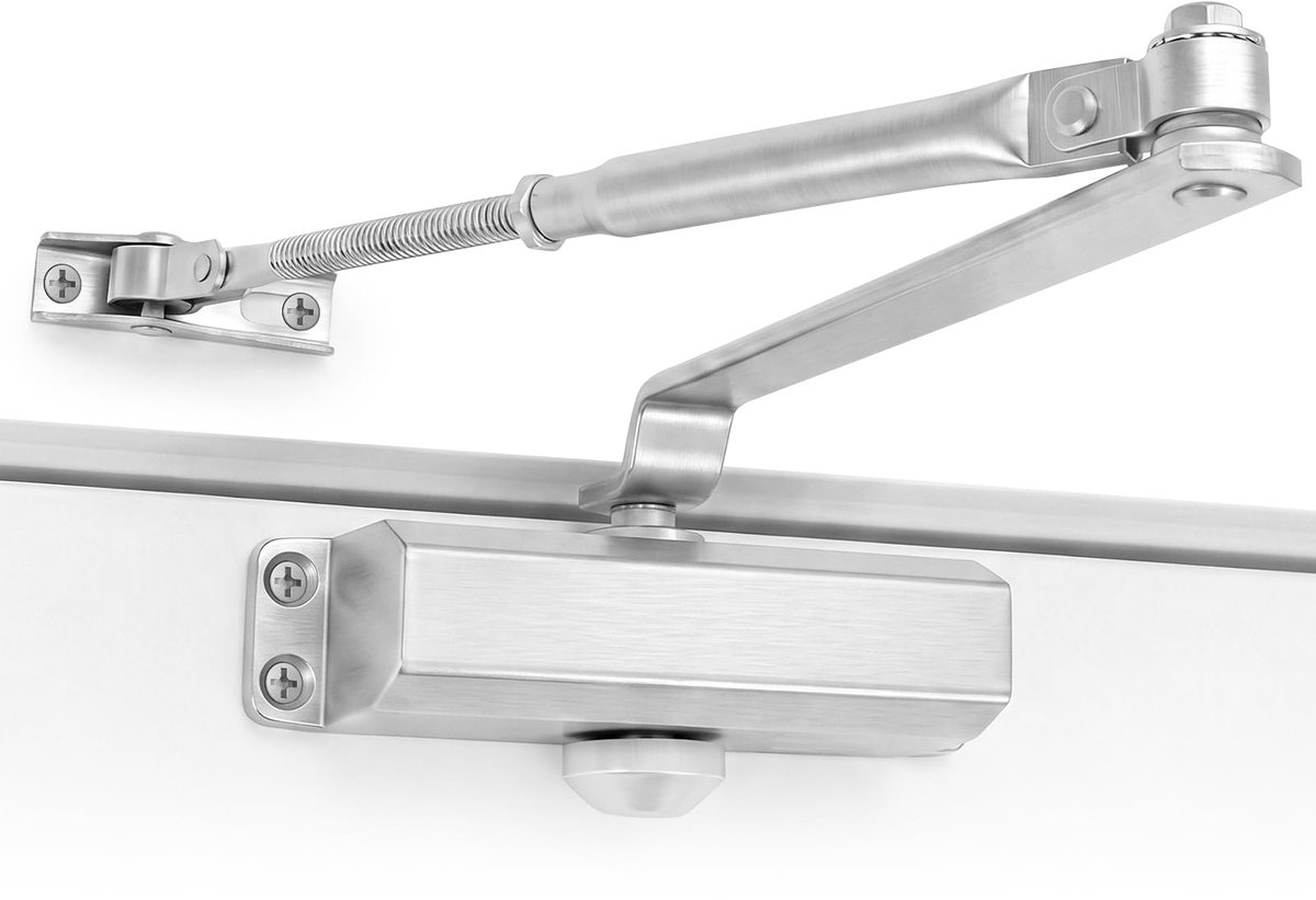 SnelShoppen - Automatische Deurdranger met Flex-Stop & Hold Open, Hydraulische 2-Speed Soft Close voor 25-65kg Deuren, Instelbare Stille Buffer, Zelfs