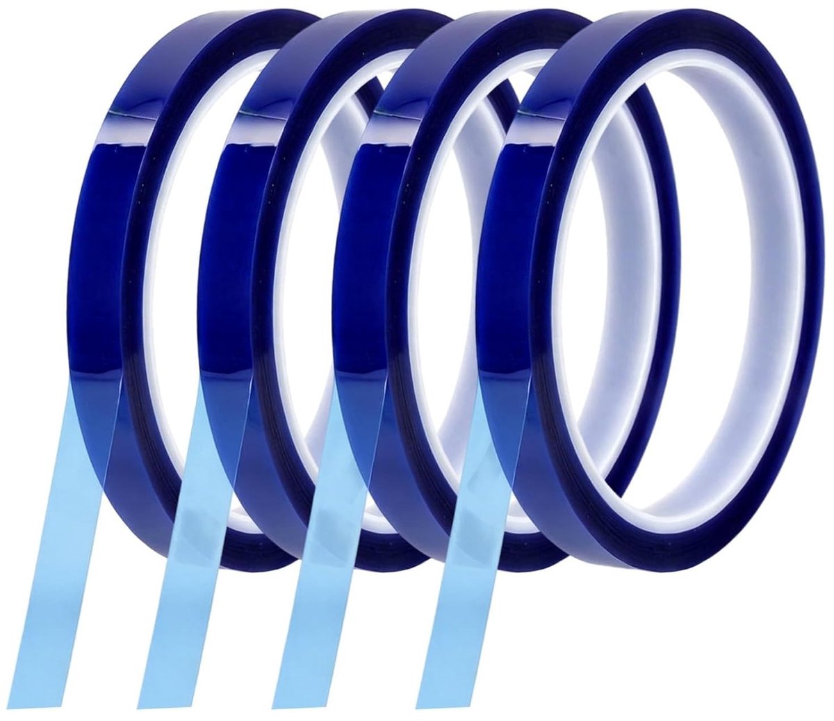 Hittebestendige plakband 10 mm x 33 m, thermische tape tot 230 °C, ideaal voor printplaten en elektronica, duurzaam PET-materiaal, 4 stuks