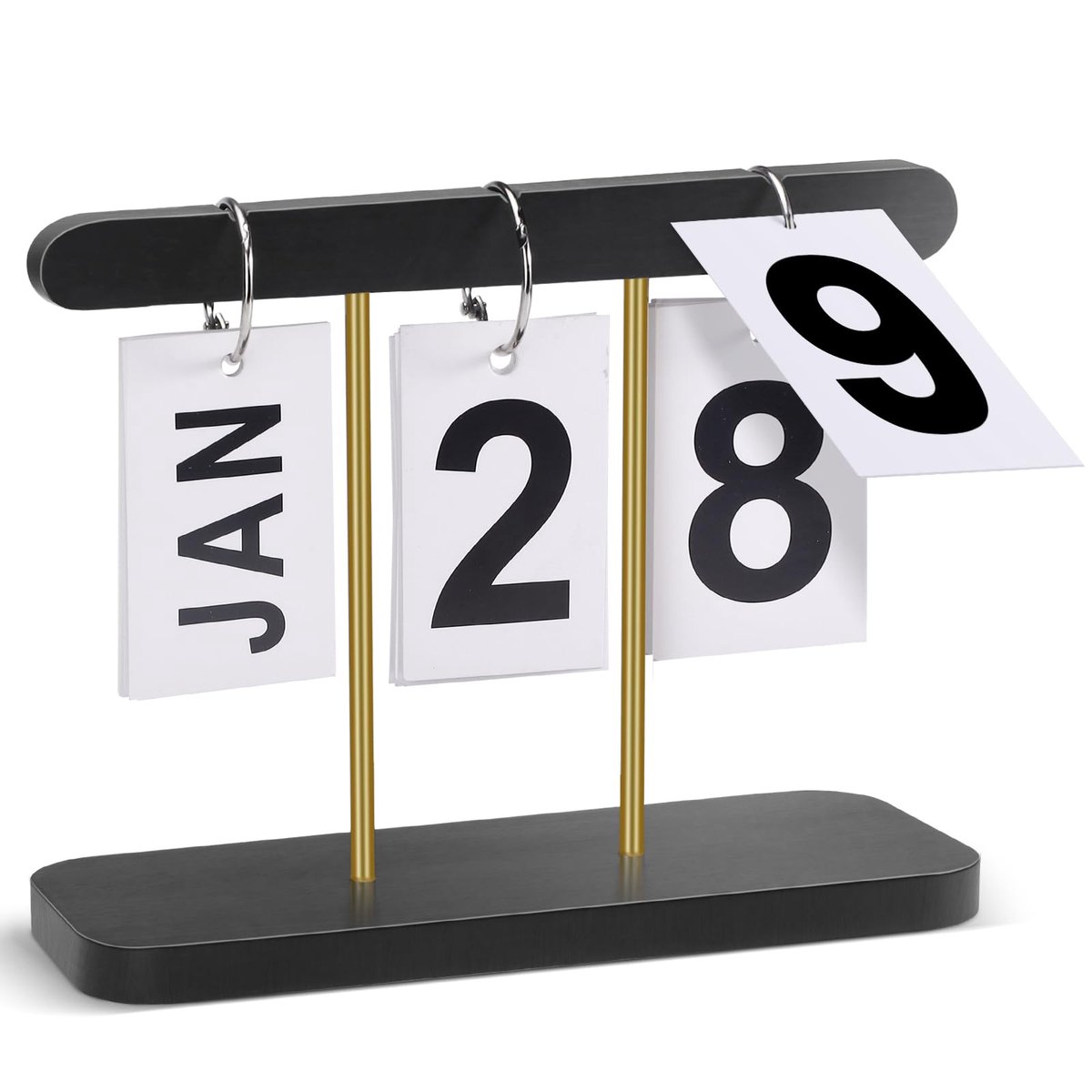 SnelShoppen - Houten en Metalen Eeuwigdurende Flipkalender - Herbruikbare Bureaukalender - Staande Flip - Daily Countdown - Bureauaccessoires voor Kan