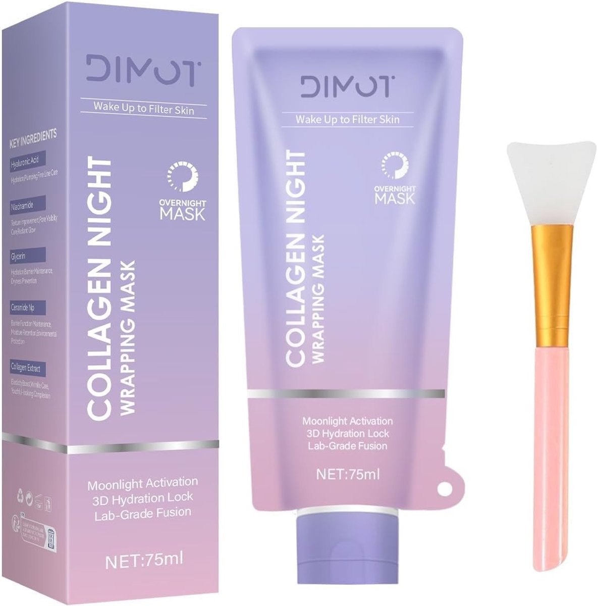 Nachtmasker met Collageen, Hyaluronzuur en Niacinamide voor Stevige en Elastische Huid, 75 ml, Koreaanse Huidverzorging