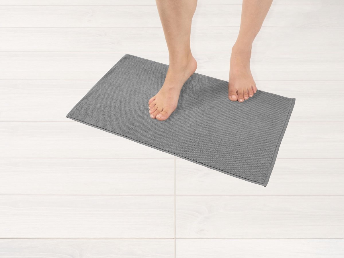 SnelShoppen - Antislip Badmat 43x61 cm - 100% Katoen - Lichtgrijs - 1200 g/m² - Wasbaar, Absorberend, Sneldrogend - Oeko-Tex Gecertificeerd
