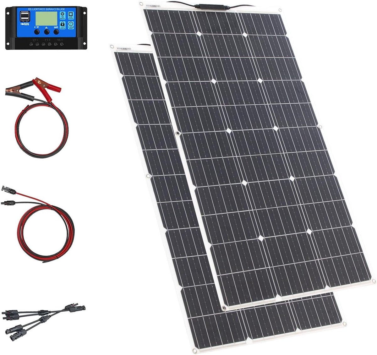 Zonnepaneel Set - Flexibel Paneel - Off-grid Energie - Inclusief Controller - 200 Watt - Zwart