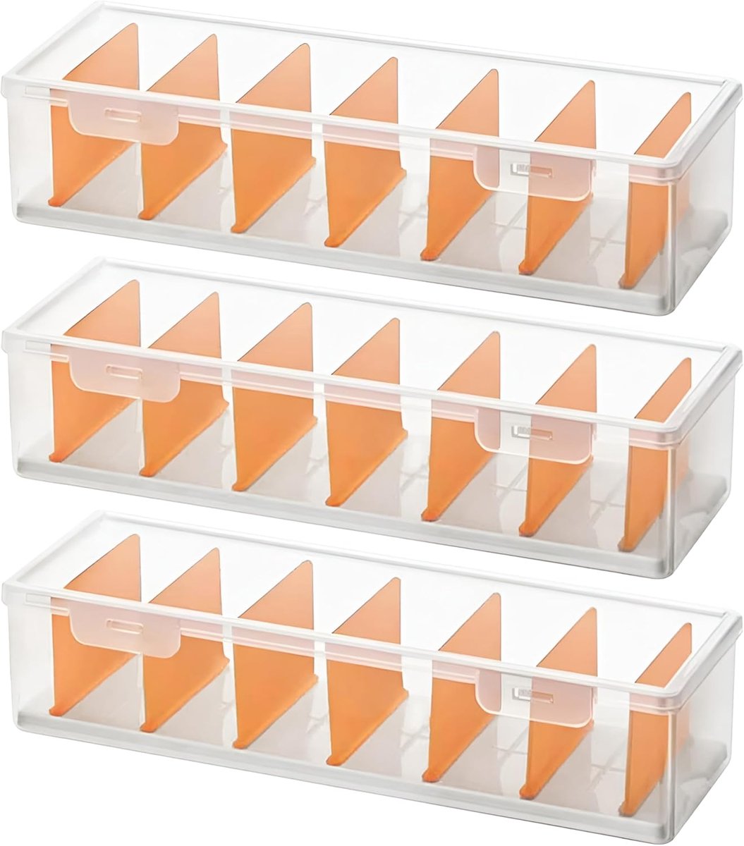 SnelShoppen - 3 Stuks Kabel Organizer Box, Kabel Opbergdoos met Deksel en 7 Verstelbare Vakken, Kunststof Kabelbox voor Kleine Utensilien, Ideaal voor