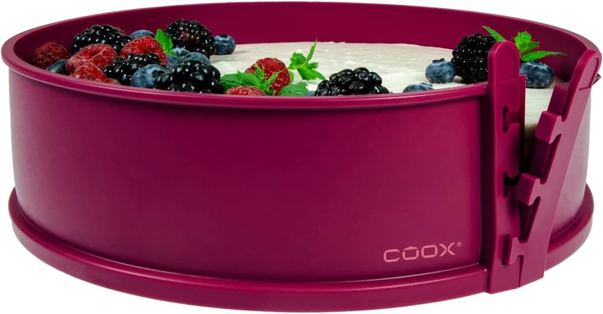 SnelShoppen - Donkerrode Springvorm met Glazen Bodem 26 cm - Perfect voor Taart, Quiche, en Gebak - Bak en Serveren in Één - Ideaal voor Feestjes en K