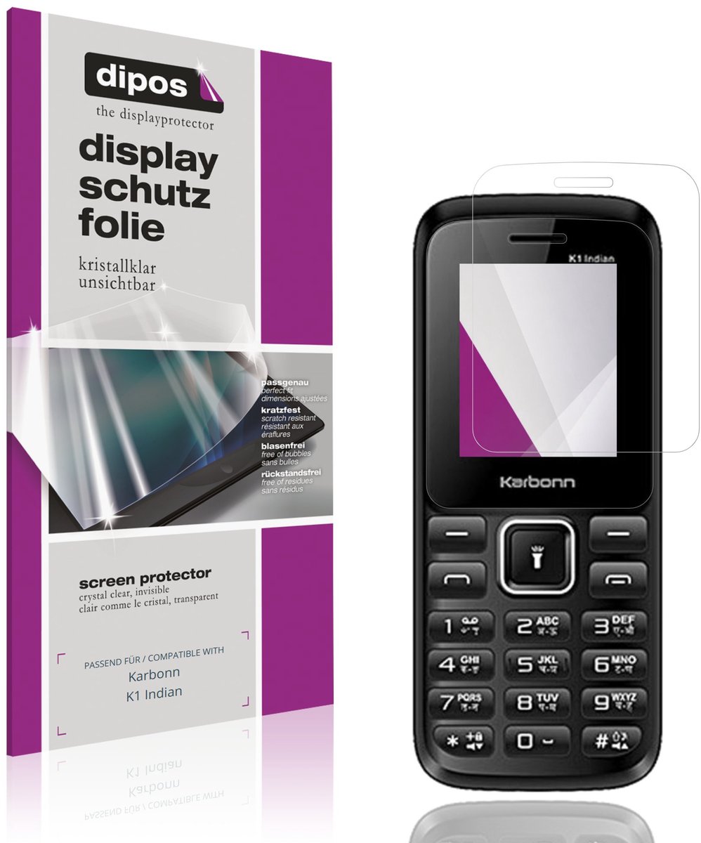 dipos – 4x Beschermfolie geschikt voor Karbonn K1 Indian | Krasbestendige & heldere Screenprotector Ultra-Thin