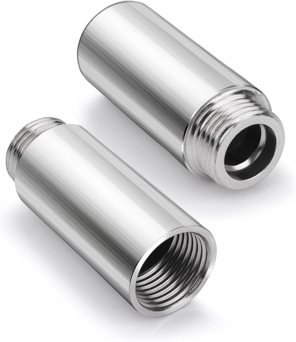 Verlengbuis voor Douchekop, 2 Stuks RVS Douchearm, Rechte Doucheverlenging, Handdouche Accessoire voor Vaste Douchekop (6 x 2.5cm)
