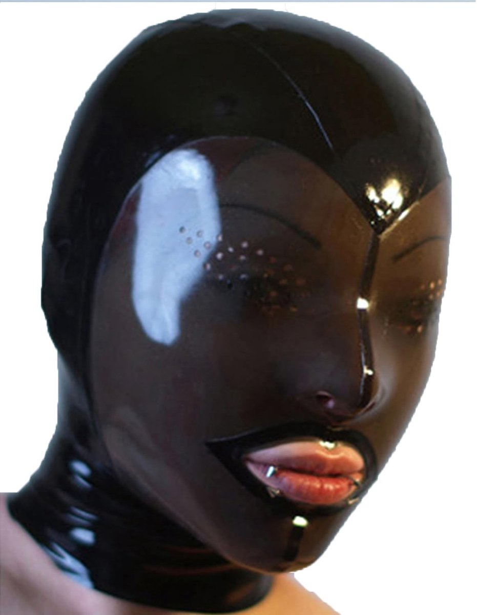 Unisex Fashion Latex Cap en Transparant Zwart Latex Masker met Achterrits voor Feest en Clubwear