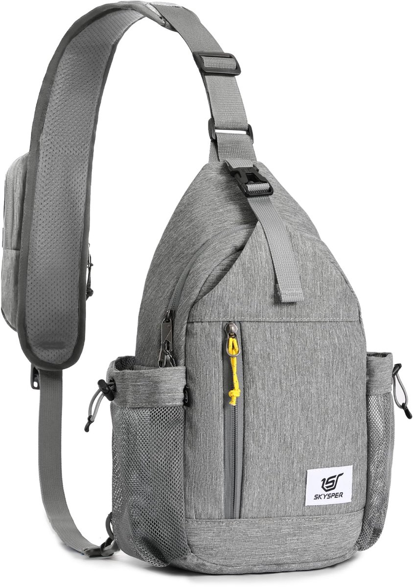 SnelShoppen - Draagtas Anti-Diefstal Crossbody Tas RFID Reis Rugzak Schoudertas Grijs M - Ideaal voor Vakantie, Stedentrip, Wandelen, Dagelijks Gebrui