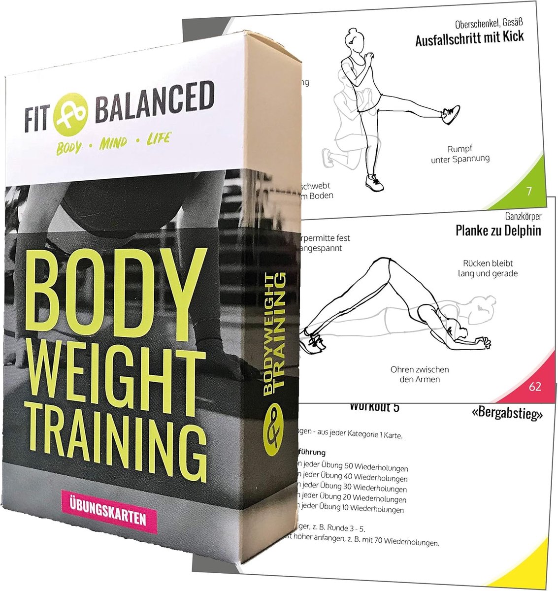 SnelShoppen - Bodyweight Trainingskaarten voor Thuis, Complete Workouts voor het Hele Lichaam, Inclusief Video's van Elke Oefening, Fitnesskaarten voo