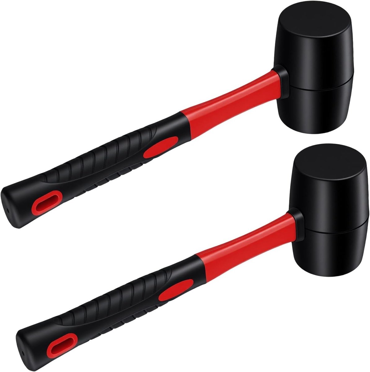 Rubberen hamer 24 oz, 335 x 105 x 64 mm, 2-pack, zwart en rood, ideaal voor houtbewerking en klussen in de tuin