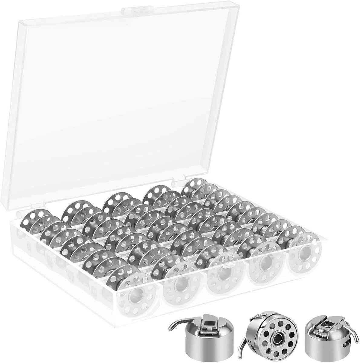 Set van 3 Naaimachines met 25 Metalen Spoelen, Professionele Naaigerei voor Creatieve Projecten en Herstellingen