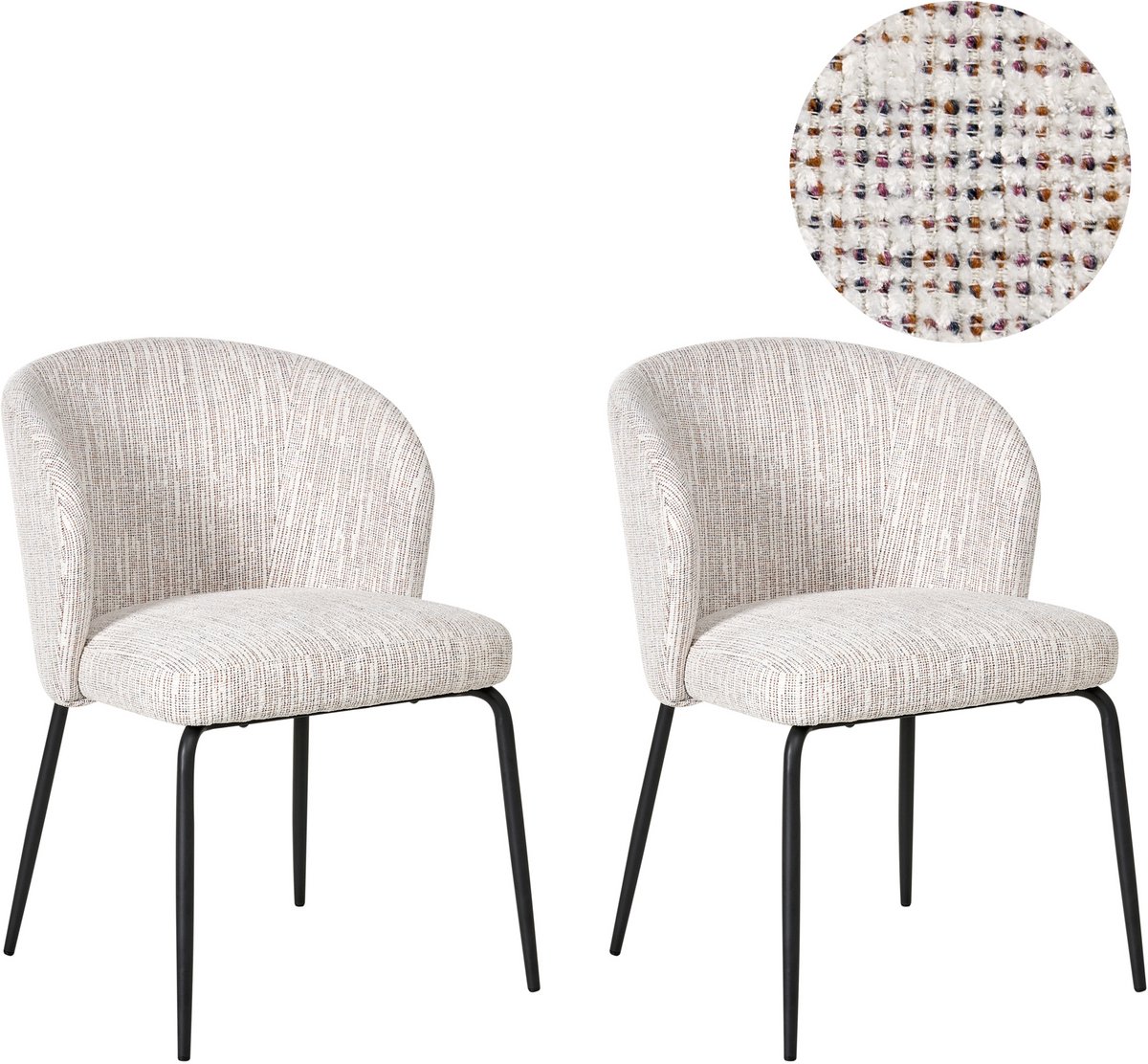 ZANA - Eetkamerstoel set van 2 - Wit/Meerkleurig - Polyester