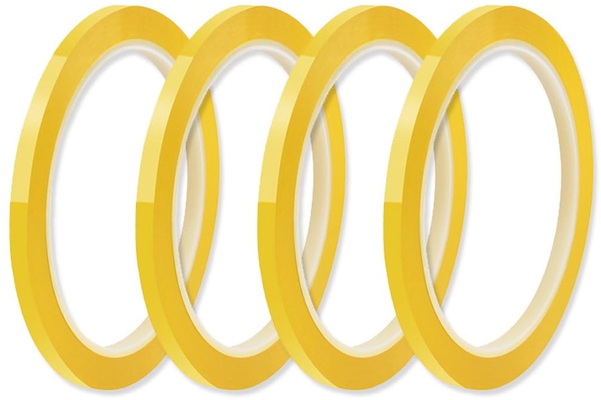 Thermische tape in het geel - 4 rollen hittebestendige tape zonder residu voor sublimatie en elektronische drukcircuits