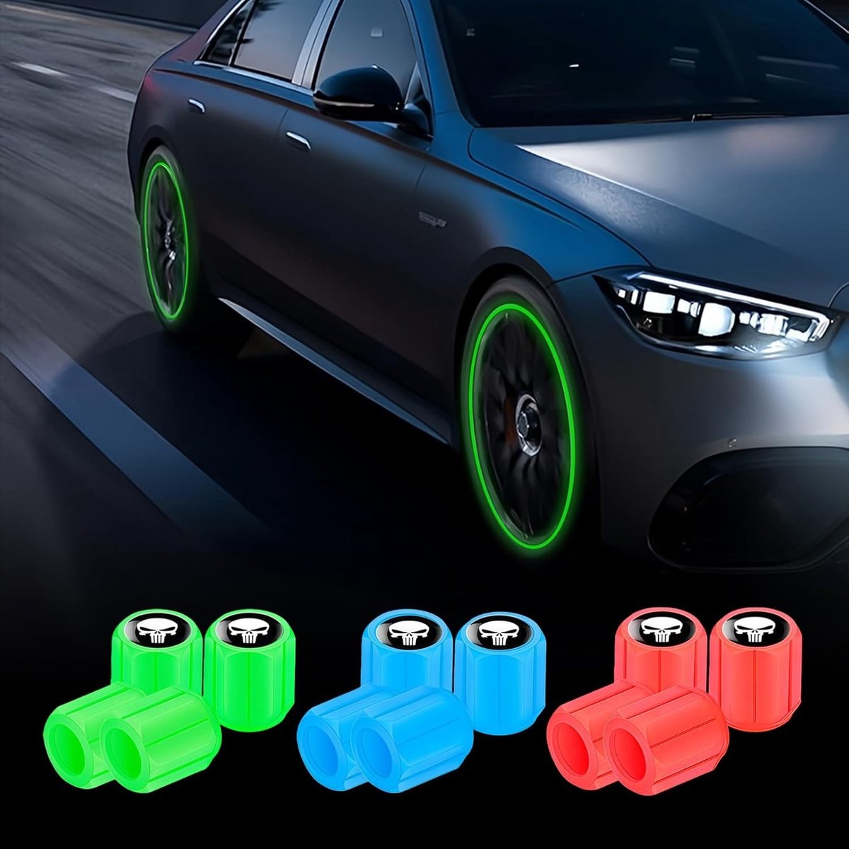Set van 12 Fluorescerende Ventieldoppen in 3 Kleuren, Opvallende Glim in het Donker Beschermers voor Auto, SUV, Vrachtwagen en Motor, Perfect voor Bandenversiering en Veiligheid