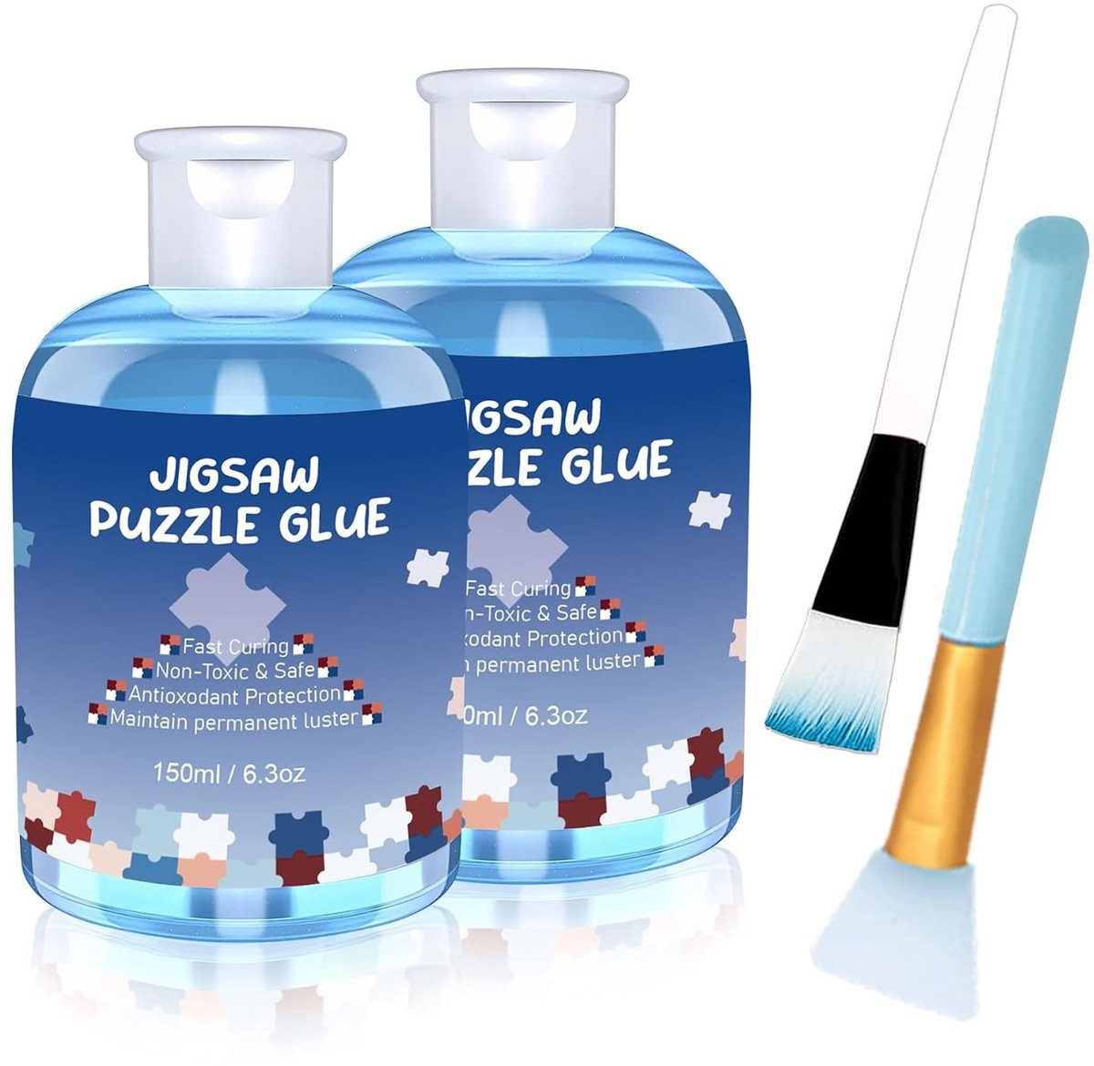 Puzzle Lijm voor Puzzels, 300 ml Hechting voor Volwassen Puzzels tot 2000 Stukjes, Bewaar de Schoonheid van je Puzzel met Onmisbare Accessoires (2 Stuks)
