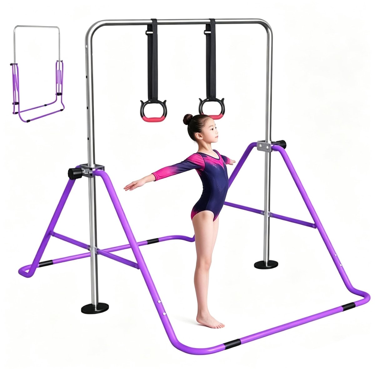 SnelShoppen - FBSPORT Gymnastiekstang voor Kinderen, Inklapbaar en Hoogte Verstelbaar, Horizontale Stang voor Thuis, Sportschool en Buiten, Ondersteun