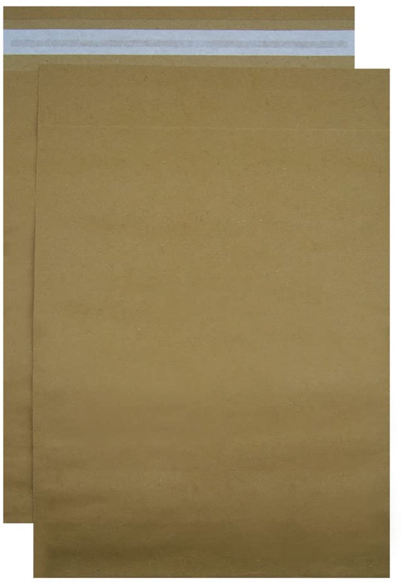 SnelShoppen - Verzendtassen Kraftpapier, Ondoorzichtig met Zelfsluiting, Robuuste Bruine Enveloppen, 50 Stuks, 420 x 500 x 100 mm, Voor Verzending en