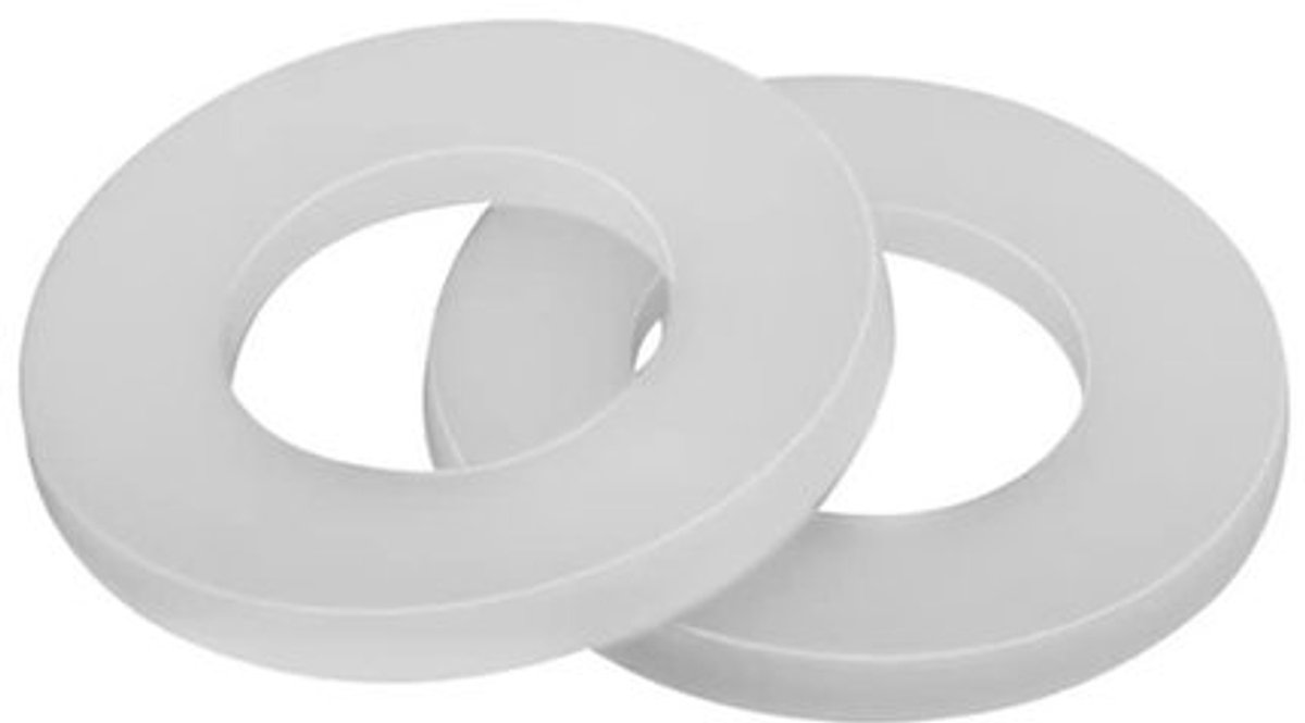 Sluitringen Nylon - Platte Sluitringen - M8 x 40 x 2,0 mm - 10 Stuks - Duurzaam - Bestendig tegen Chemicaliën - Onderlegringen
