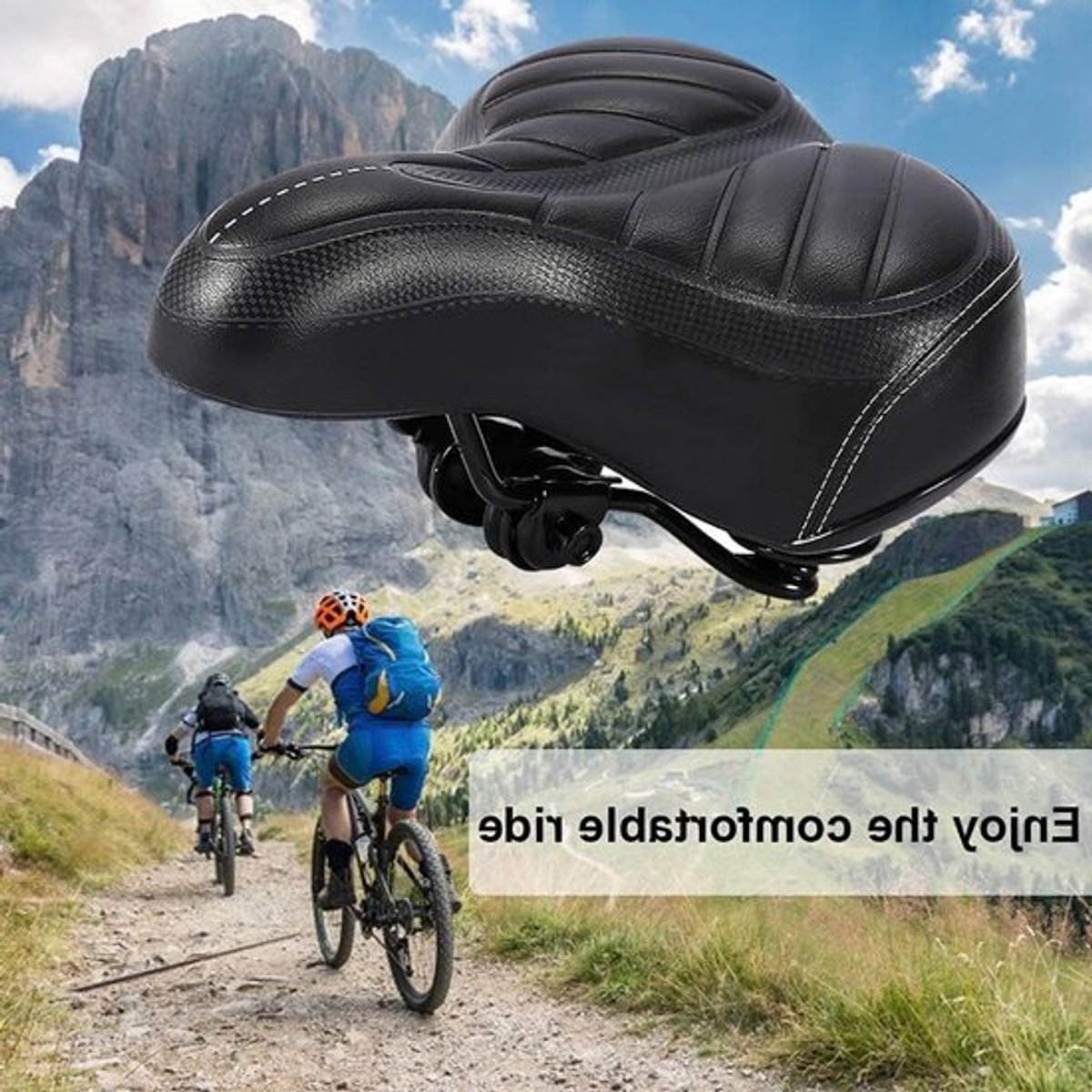 Ultra Zachte Fiets Zadels voor Stads- en Mountainbikes - Dikke Comfortabele Zitting in Mat Zwart