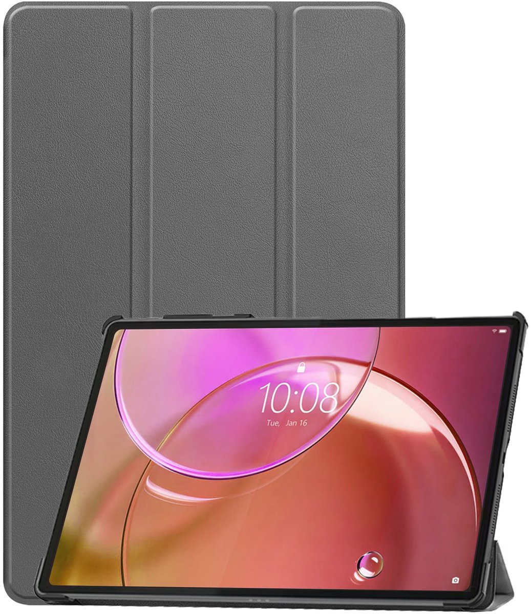 Hoesje - Geschikt voor Lenovo Idea Tab Pro Gen 2 - Dun & Stevig - Trifold Bookcase - Hard Cover - Hardcover Book Case - Tablet Hoes - Grijs