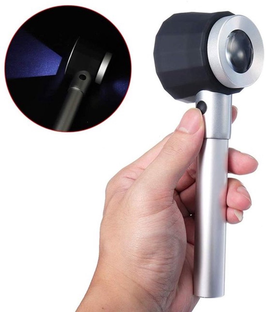 Draagbaar Vergrootglas - 10x-lens met LED-licht - Zwart/Wit - Ideaal voor Inspectie - Geschikt voor Schoonheid en Kunst