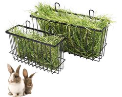 Set van 2 Hooiruf voor Konijnen en Cavia's - Sterke Voeder Vines met Haakjes voor Dierenhokken, Ideaal voor Kleine Huisdieren en Gezond Voeren