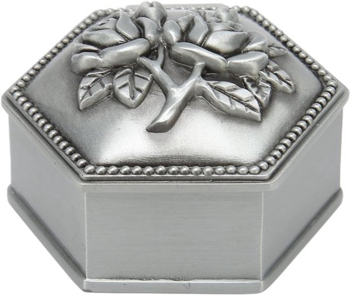 Sieradenbox Vintage - Zinklegering - Hexagonaal - Juwelendoosje - Ringen/Oorbellen - Zachte Velours Binnenvoering - 5.6 x 5.9 x 3.5 cm - Juwelendoos