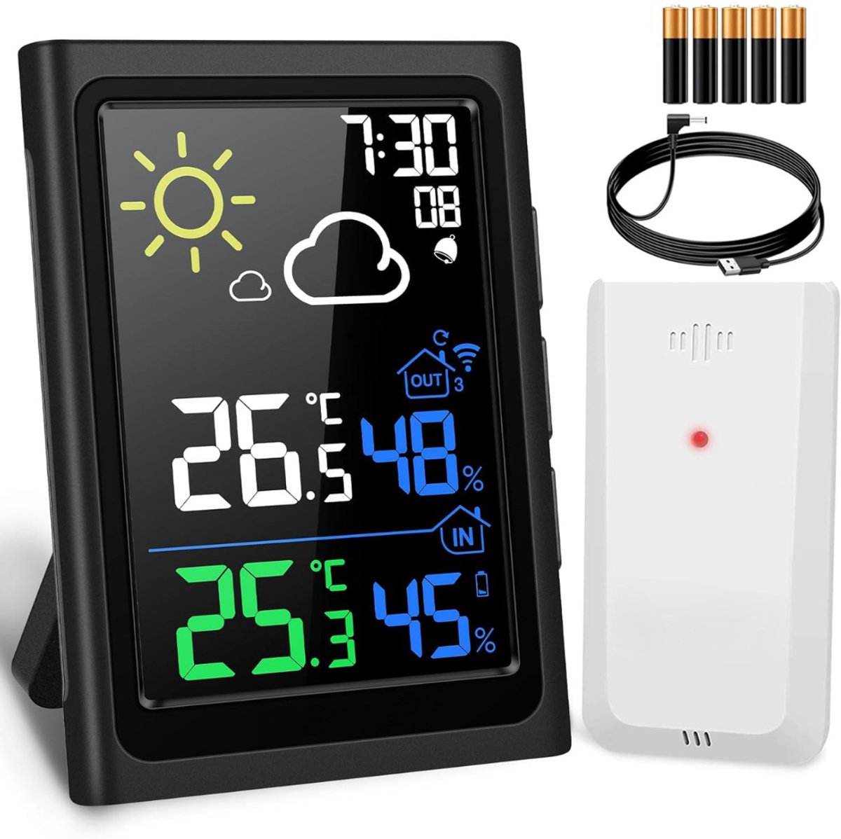 KIRA® Weerstations - Draadloos Weerstation - Digitale Weerstation - Wit - ‎3cm x 5cm x 10cm