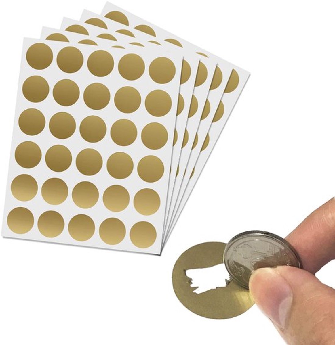 Krasstickers 150 Stuks - Ronde Cirkel 25mm - Gouden Krasstickers - Zelfklevend - Eenvoudig te gebruiken - Beschermde inhoud - Krasloten