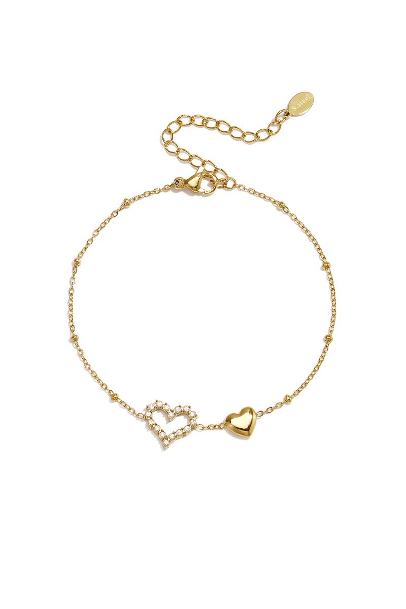 Lara - Hartjes Armband - 14K Gold Plated - - Goud