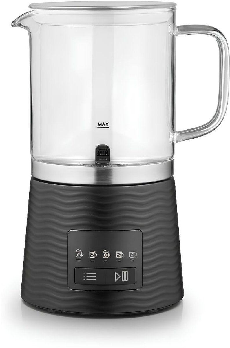 JCP® Melkopschuimer - Roestvrij Staal met Antiaanbaklaag - Elektrische Melkopschuimer - Zwart/Wit - 11cm x 11cm x 15cm
