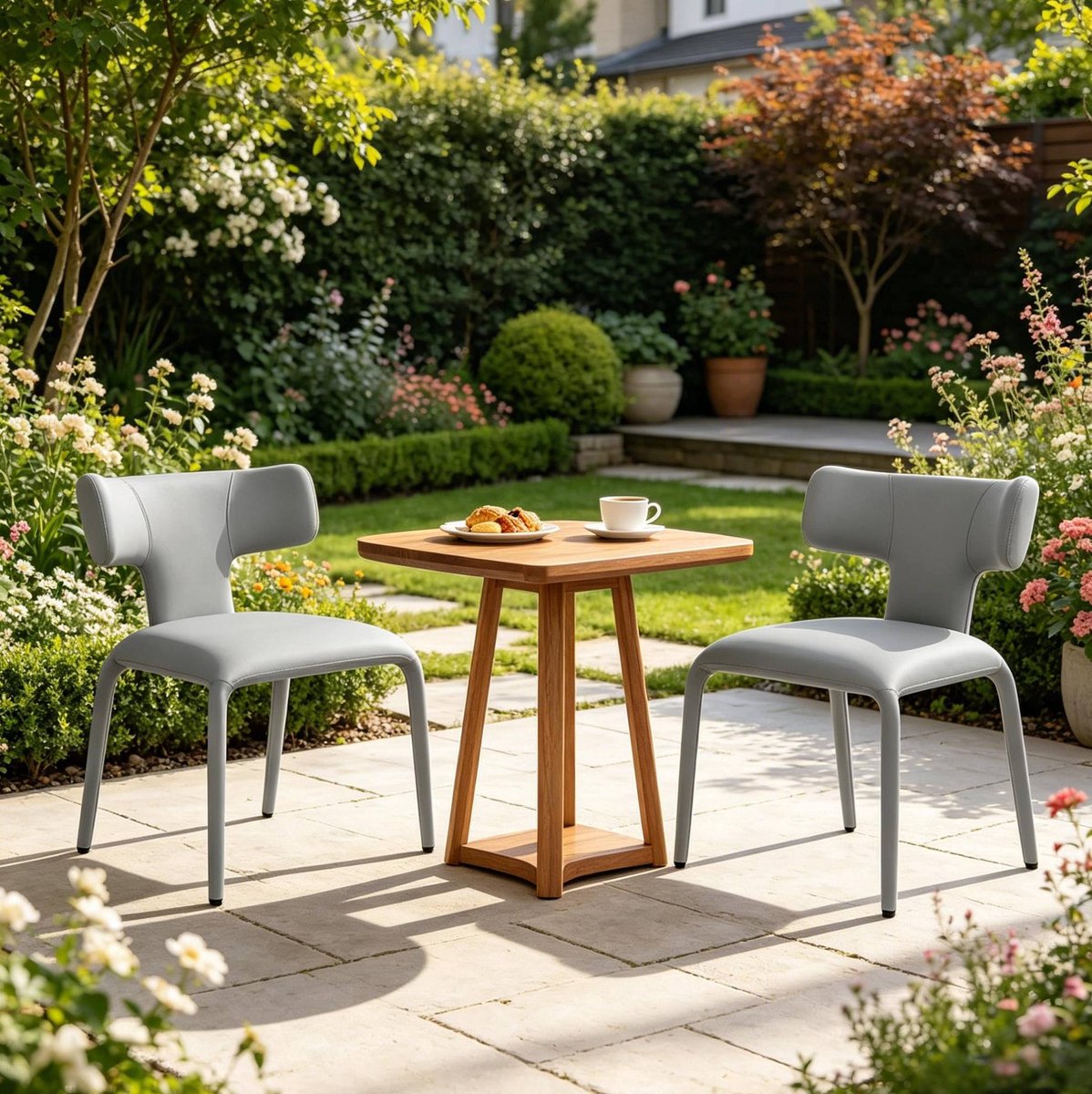 HAUSS SPOLE Eetkamerstoel - Modern Kunstleer Design - Set Van 2 - Comfortabel Met Gebogen Rugleuning - Voor Eetkamer, Woonkamer En Keuken - Grijs