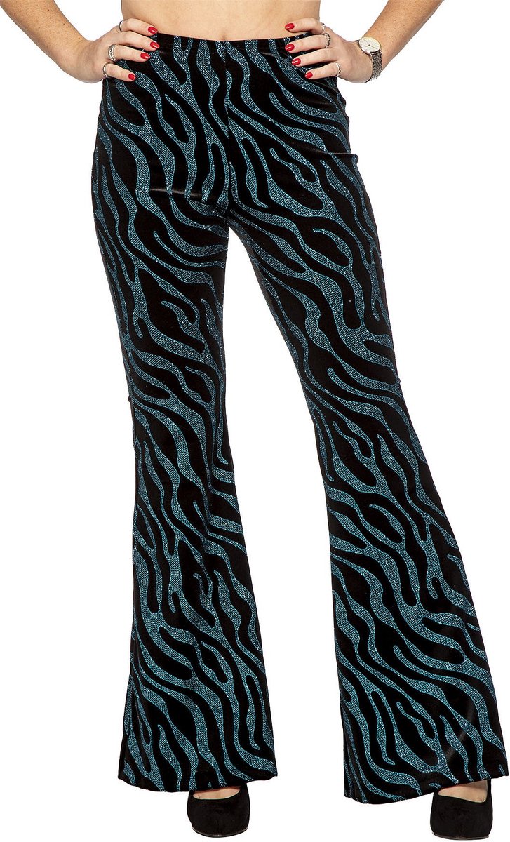 Party Glitter Broek Velvet Waves Aqua - Maat M