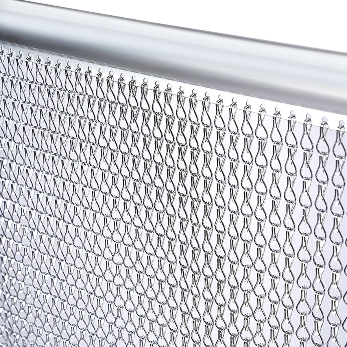 SnelShoppen - Aluminium Kettinggordijn 90 x 200 cm Metalen Vliegenhor Insectenbestrijdingsgordijn voor Deuropeningen - Zilver voor Thuis, Tuin, Keuken