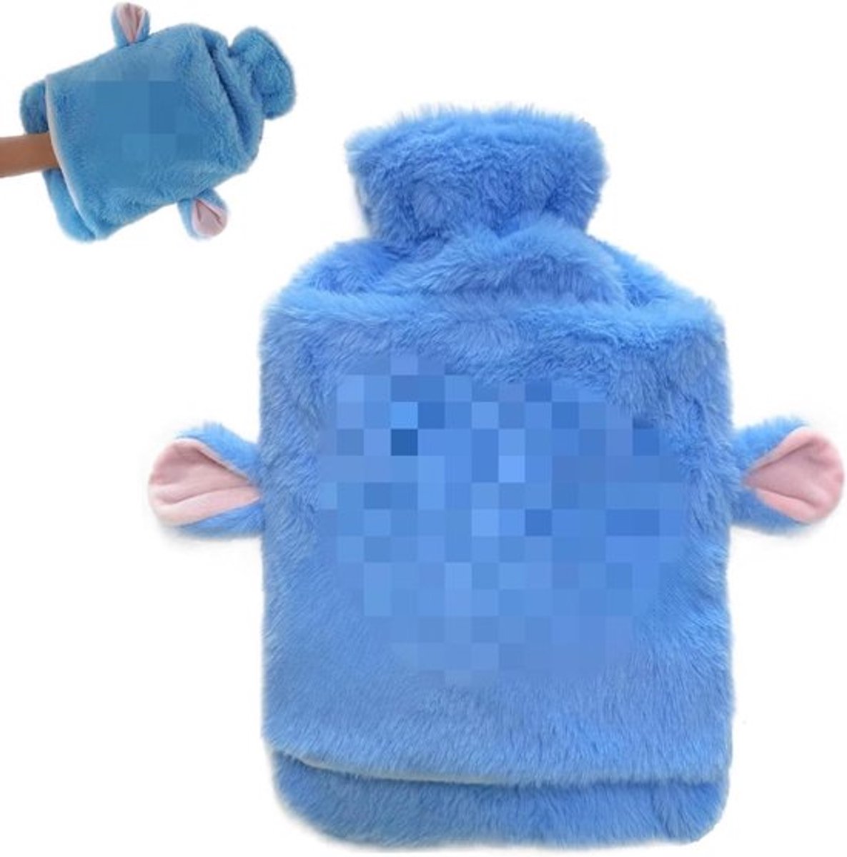 Zachte pluizige warmwaterkruik met 2 liter lekvrije hoes, herbruikbaar, handvoetwarmer voor kinderen en volwassenen - Warmwaterflessen diermotief - Beste cadeau's - Roze.