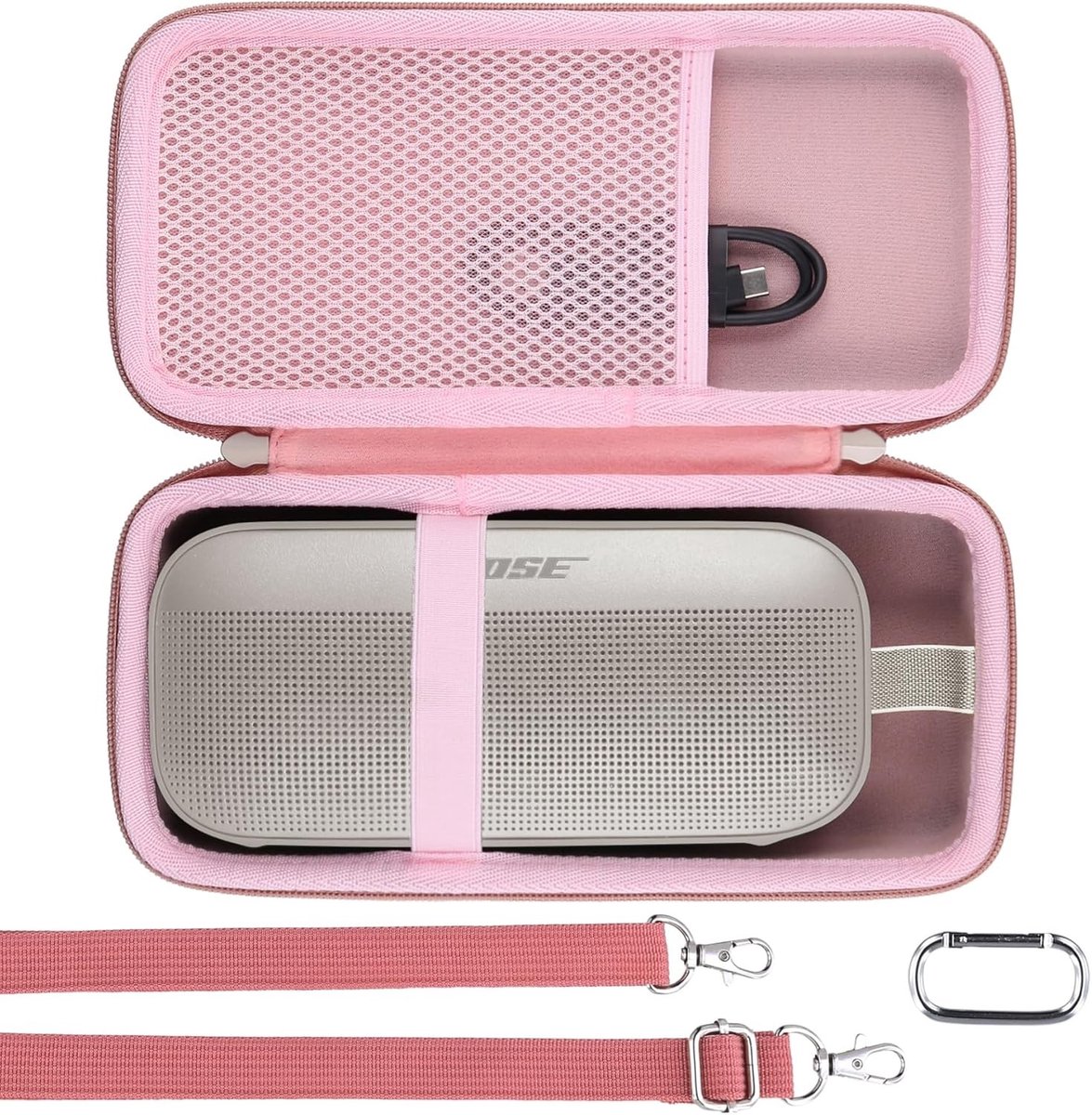 Duurzame Hard Case voor Bluetooth Portable Speaker, Geschikt voor Bose SoundLink Flex, Roze, Bescherming en Transport