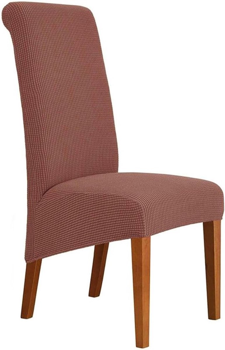 Set van 6 Grote Stoelhoezen, Rekbare Stoelhoezen voor XL Eetstoelen, Wasbaar en Duurzaam in Koraalrood