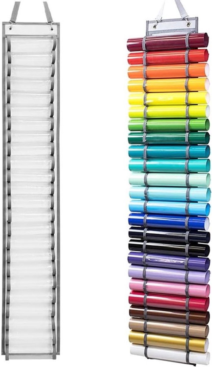 Vinyl Rol Organizer met 24 Compartimenten voor Deuren en Muren - Perfect voor Creatieve Projecten en Opberging van Vinylrollen