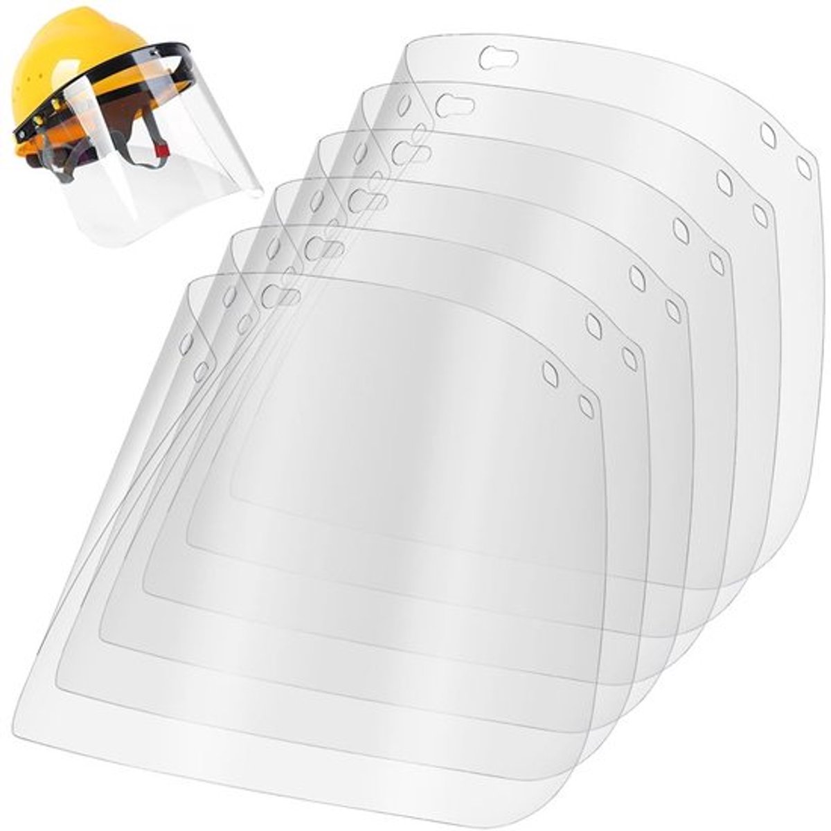 Set van 6 Transparante PET Gezichtsbeschermers 39 x 19.8 cm - Dikke Bescherming voor Zorgprofessionals en Veiligheid