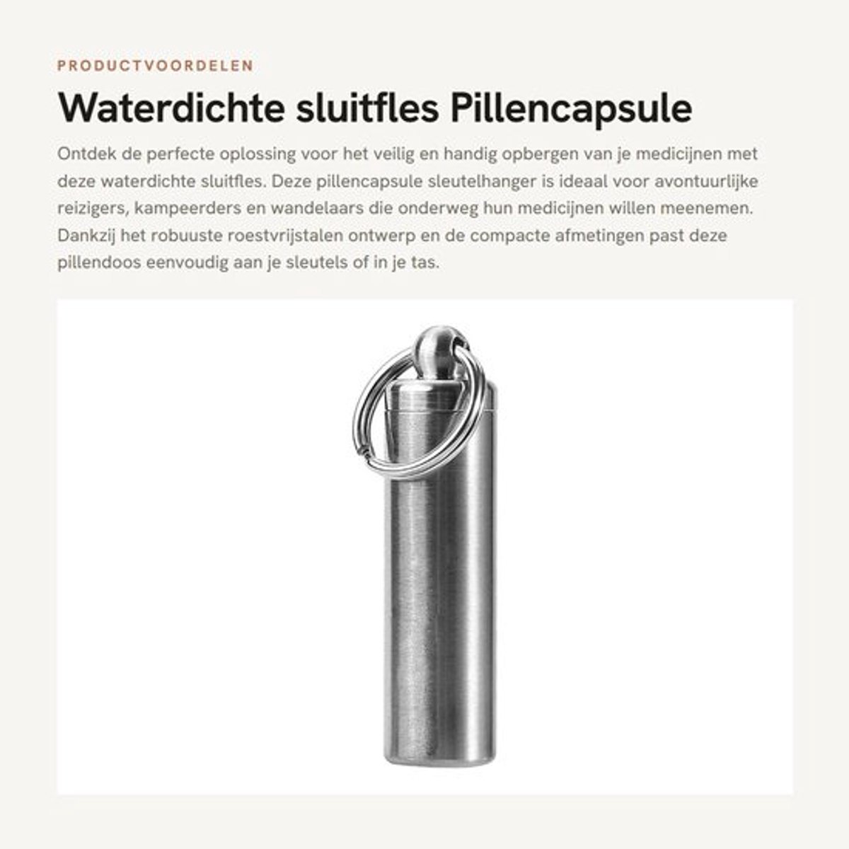 Pillendoosje Klein - Waterdicht - Sleutelhanger - Draagbaar - Outdoor - Luchtdicht - Totale lengte 56,5 mm - Pillenhouder