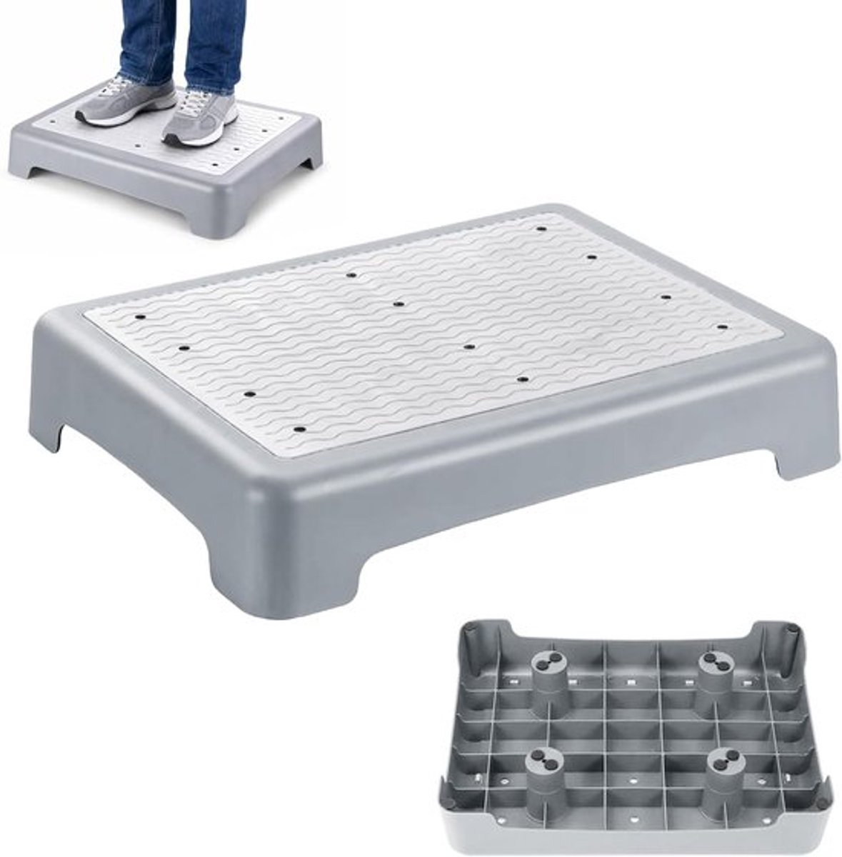 Veilige anti-slip halftrede voor senioren, opstapkruk tot 200 kg, instaphulp voor badkamer, keuken en auto, ideaal voor binnen en buiten gebruik