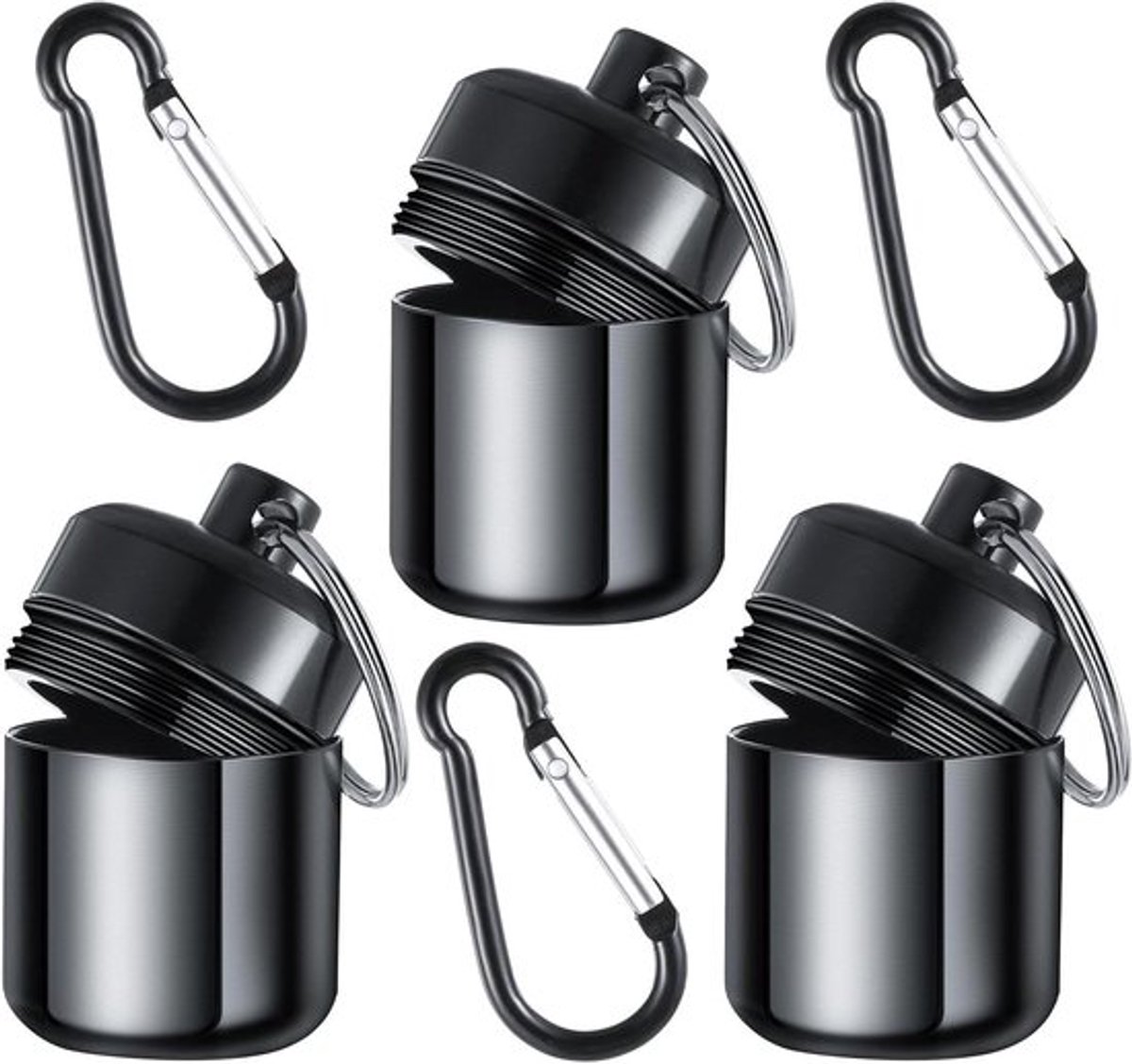 Oordopjes Set met Draagtas, Waterdichte Metalen Oordopjes, Sleutelhanger - Reispillen Organizer met Karabijnhaak