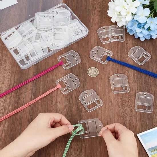 50 Stuks Transparante Acryl Borduurzijde Spoelen, 2x4cm Rectangles voor Draadopslag en Handwerk Accessoires — afbeelding 2