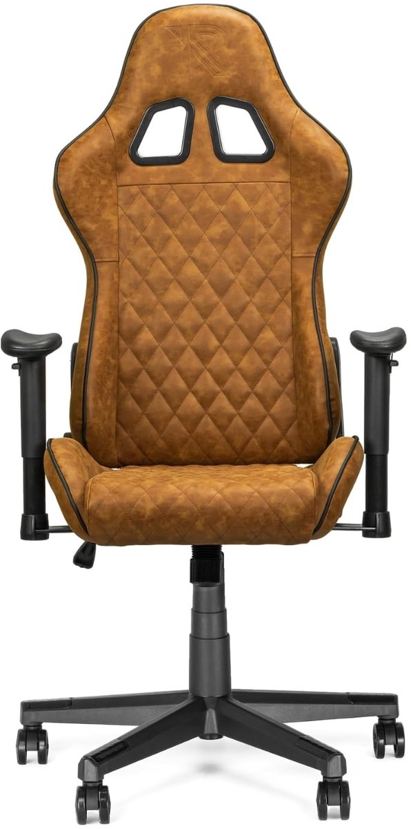 SnelShoppen - Ranqer Felix Bureaustoel - Comfortabele Bruine/Tan Kantoorstoel - Ergonomisch Design - Hoogwaardige Kunstleer - Ideaal voor Thuiswerk en